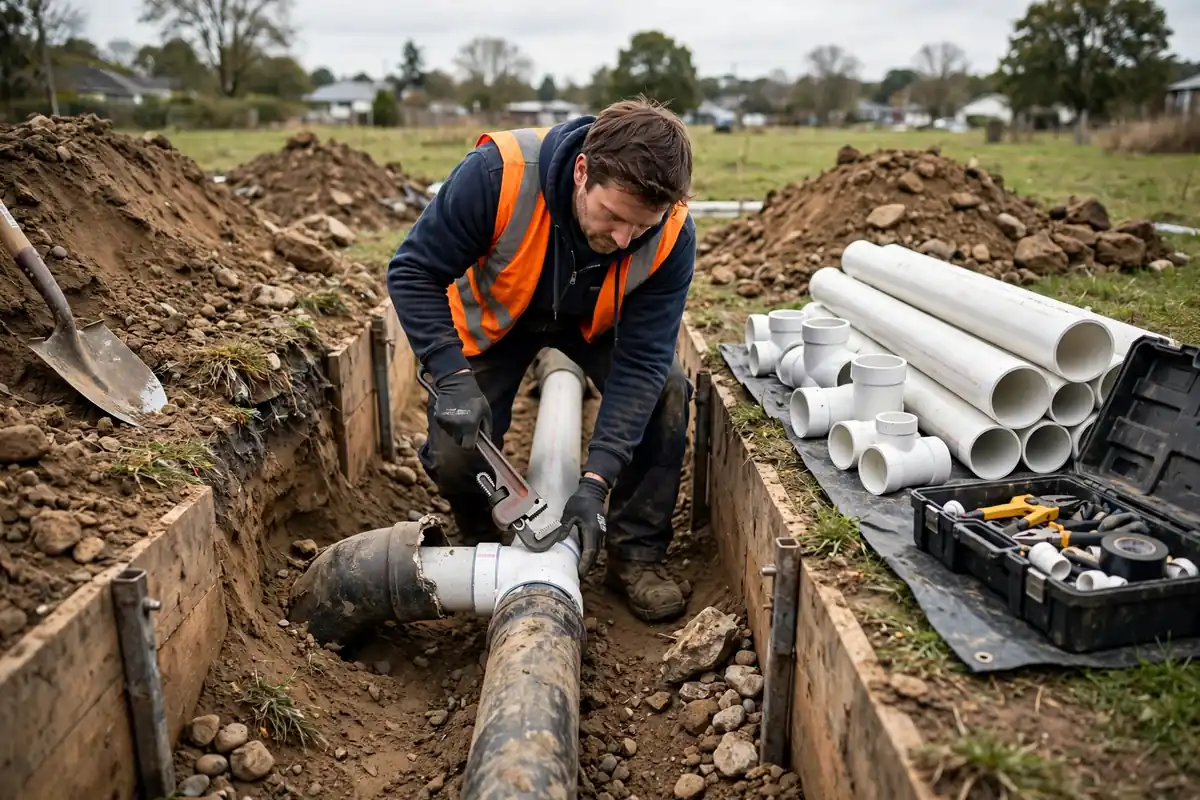 Burst or split supply pipe flooding a room